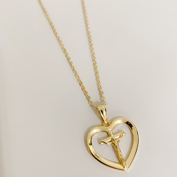 Jesus Heart Cross Necklace | 14k Gold Filled - Picture 6 of 8